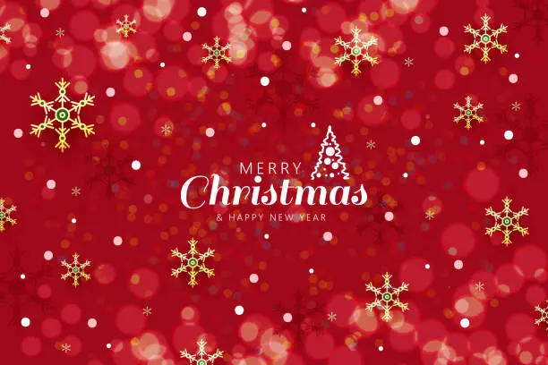 Vector illustration of Merry Christmas red glitter background