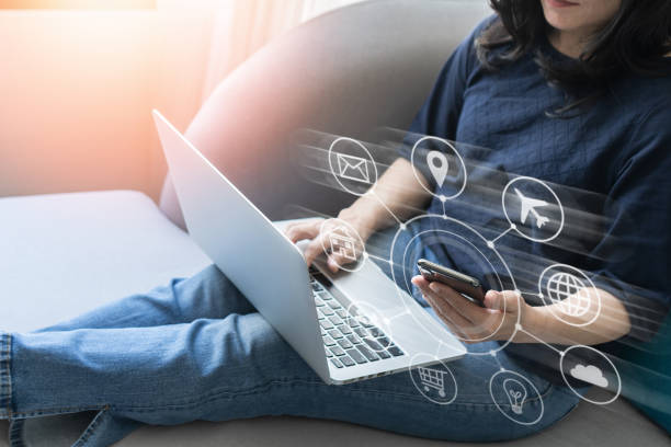 istock SEO, Internet marketing e-commerce, online banking payment, and VOIP voice over internet protocol technology on mobile smart phone device app via digital computer communication service security 1702335288