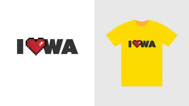 Vector illustration of A typographic t-shirt design with the concept Love Iowa