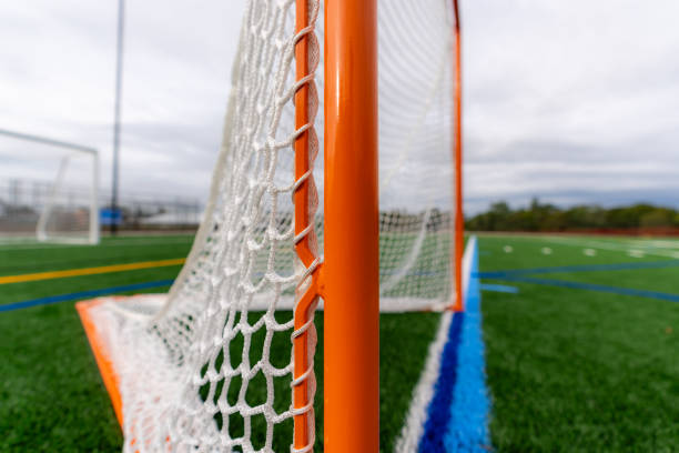istock Lacrosse goal on a synthetic turf field with dramatic clouds. 1702351391