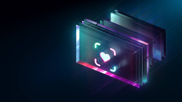 istock Isometric heart like icon futuristic background. CGI 3D render 1702352116