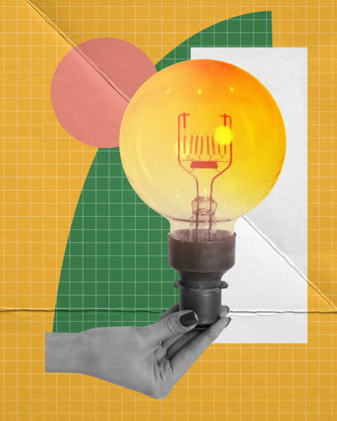 istock Female hand holding giant lightbulb symbolizing profitable and successful ideas. Contemporary art collage. 1702361858