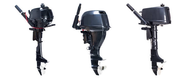 Outboard motor on a speedboat