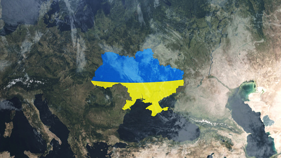 Credit: https://www.nasa.gov/topics/earth/images\n\nAn illustrative stock image showcasing the distinctive flag of Ukraine beautifully draped across a detailed map of the country, symbolizing the rich history and cultural pride of this renowned European nation.