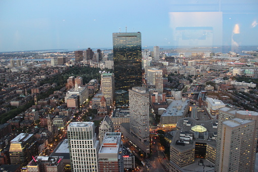 A view of Boston from the observation deck of the Prudential Tower. High quality photo