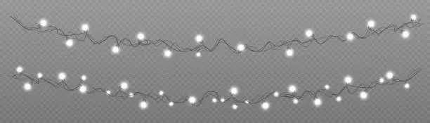 Vector illustration of Vector Christmas lights. Christmas garland of LED lamps. New Year's decoration, multi-colored LED lamps. Christmas garlands PNG.