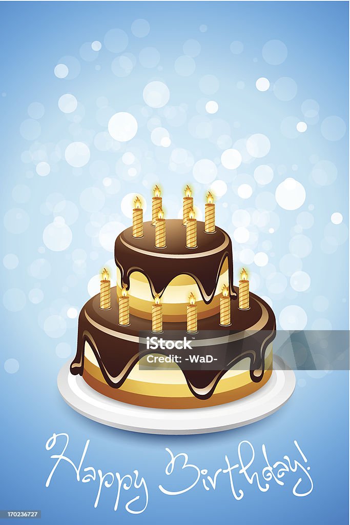 Carte de joyeux anniversaire avec gâteau - clipart vectoriel de Aliment libre de droits