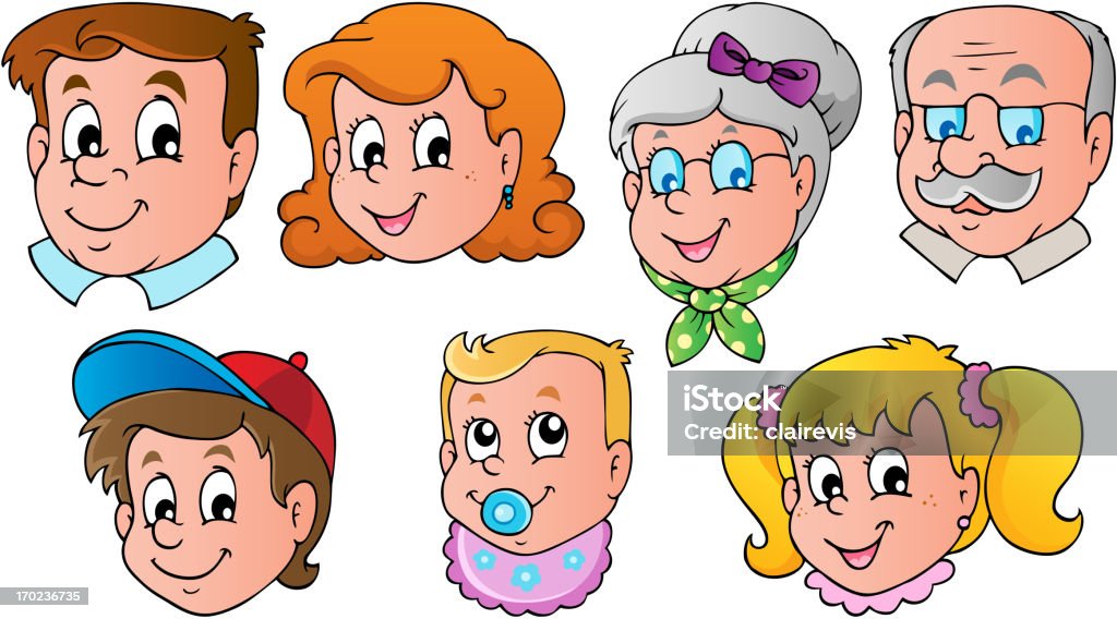 Familie Gesichter Thema Bild 1 - Lizenzfrei Baby Vektorgrafik