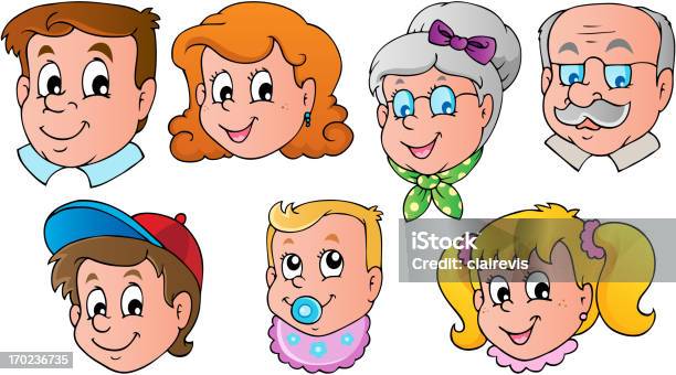 Familie Gesichter Thema Bild 1 Stock Vektor Art und mehr Bilder von Baby - Baby, ClipArt, Comic - Kunstwerk