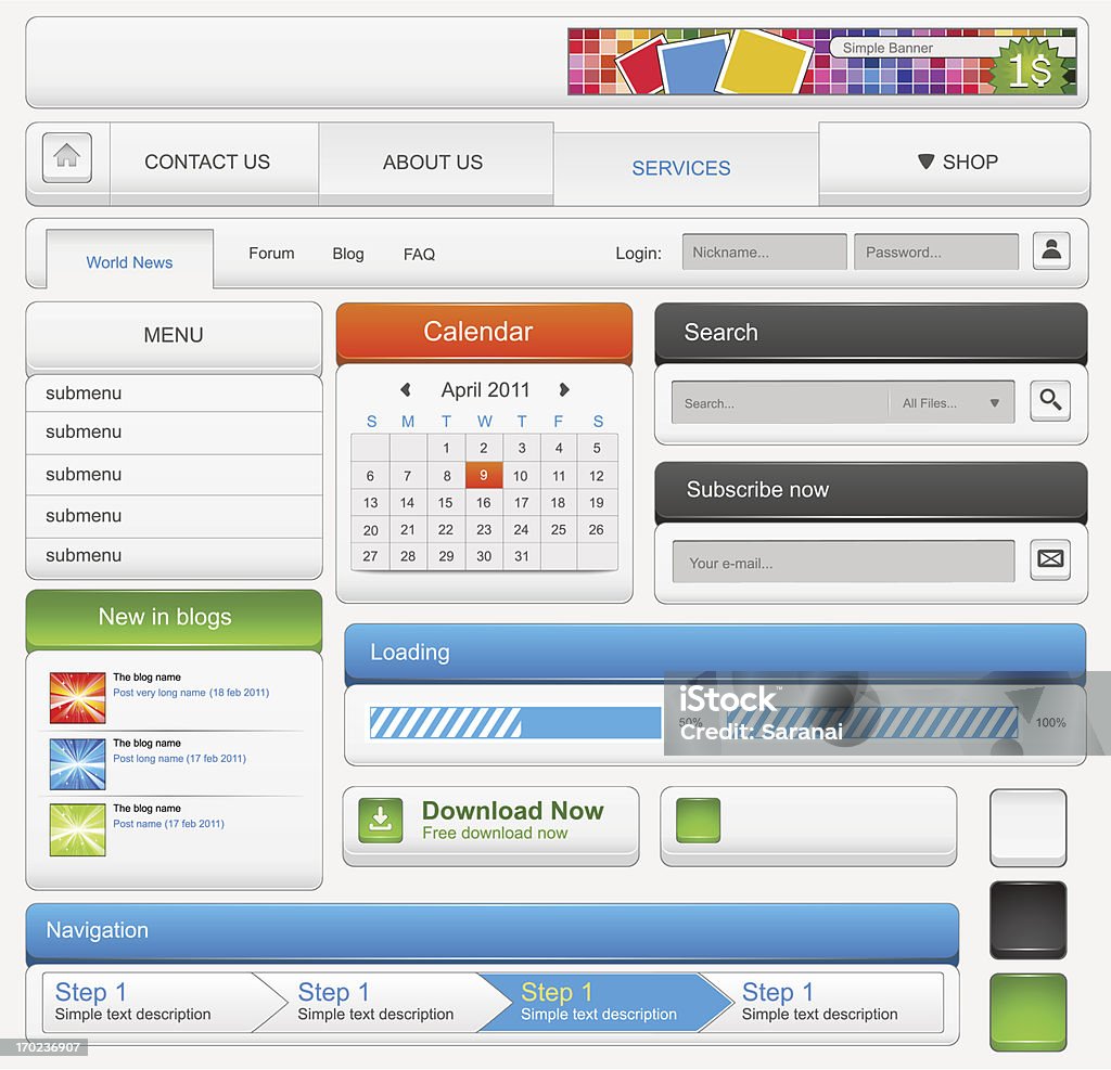 Web Design Elements Set Stock Illustration - Download Image Now ...