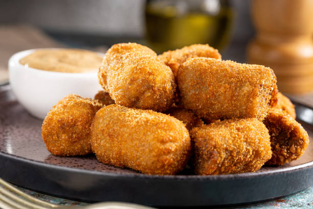 istock Delicious fried meat croquettes. Traditional croquette. 1702369255