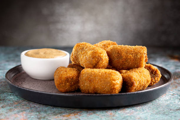 istock Delicious fried meat croquettes. Traditional croquette. 1702370225