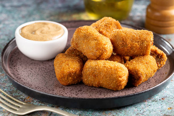 Delicious fried meat croquettes. Traditional croquette.