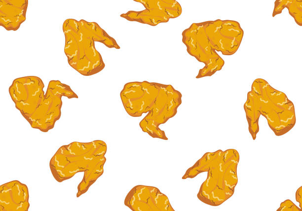 istock Crispy fried chicken. Fast food seamless pattern, cute cartoon style, and bright color design. Vector illustration for paper cover, interior fabric, and white background. and other users. 1702382269