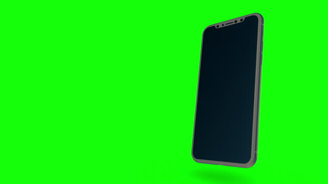 Mobile phone isolated in green screen