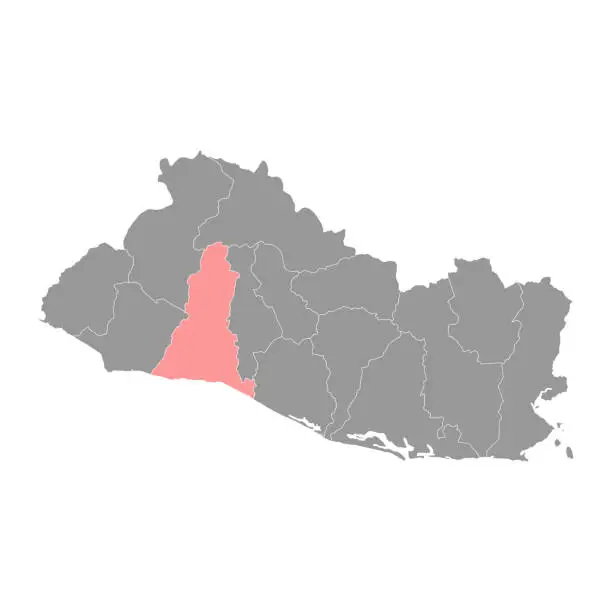 Vector illustration of La Libertad department map, administrative division of El Salvador.