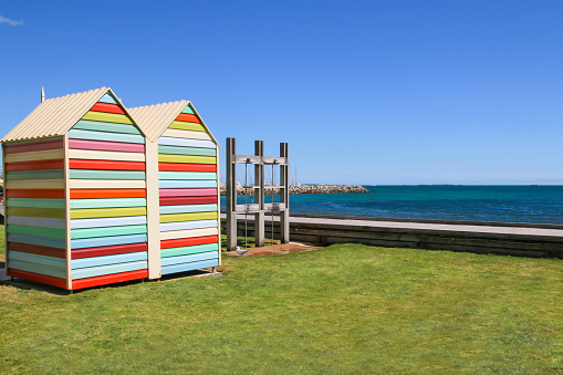 Two Colourful Beach Huts at Bather's Beach, Fremantle