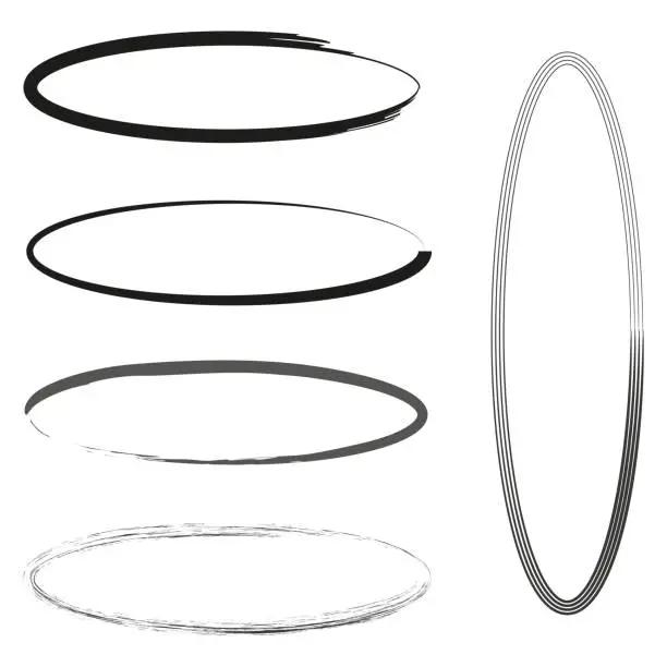 Vector illustration of Set of grunge oval frames. Vector illustration. EPS 10.