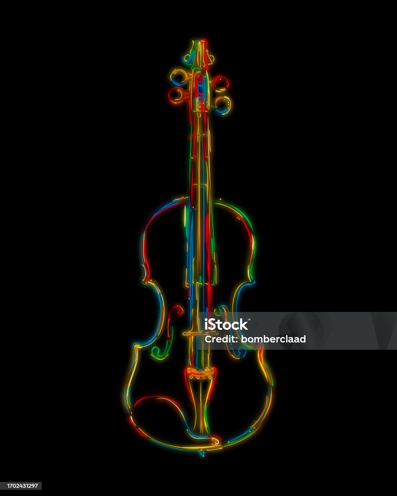 Basic One Color Violin Styized Violin Sketch In Colors Stock Illustration - Download Image Now ...