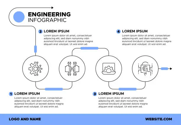 Vector illustration of Engineering Infographic Template - Tech Support, Call Center, Work Tool