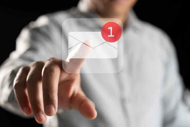 Businessman touching New email notification concept business e-mail communication and digital marketing