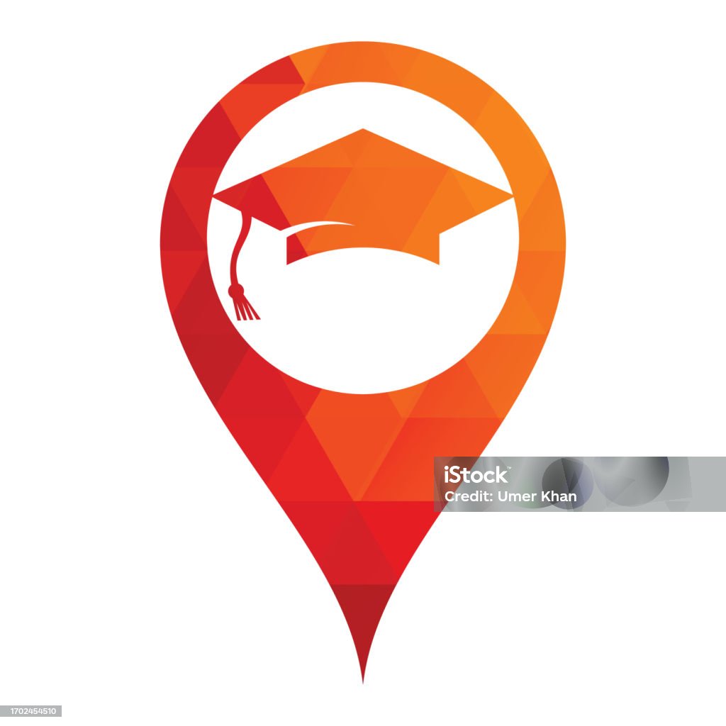 Graduation Cap Map Graduation Cap Map Pin Shape Concept Vector Logo Design Stock ...