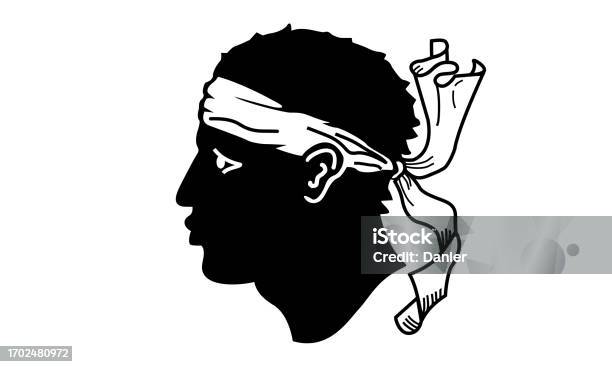 Flag Of Collectivity Of Corsica A White Field With A Black Moors Head Stock Illustration - Download Image Now