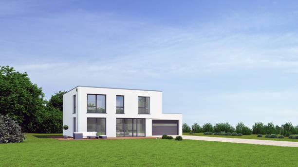 istock Modern cubic villa during the day 1702493163