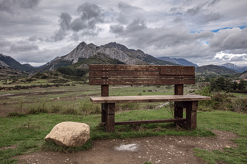 Nature near the city of Buron and a large bench for pleasure