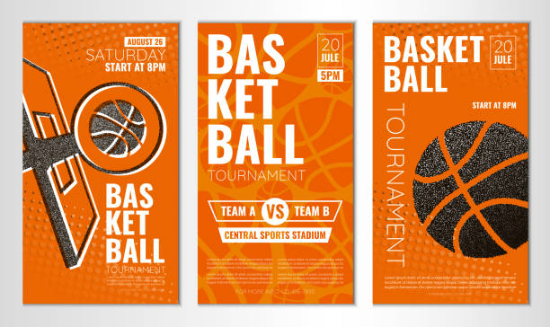 plakat turnieju koszykówki - piłka do koszykówki stock illustrations