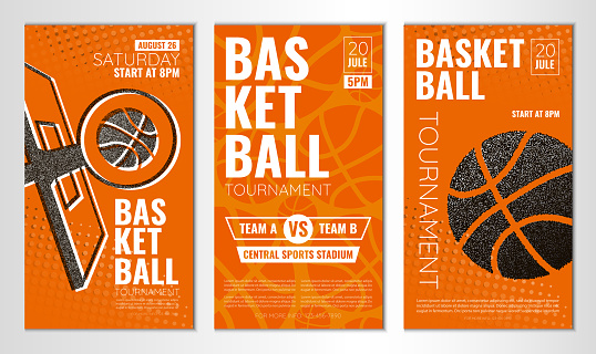 Vector illustration about basketball tournament, match, game. Use as advertising, invitation, banner, poster