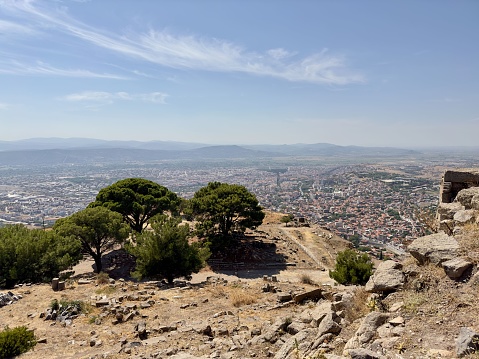 A scenic shot of ancient  architecture on a sunny day in Ancient City, Izmir, Turkey