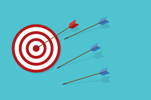 istock Blue arrows missed hitting target and only red one hits the center. Business challenge failure and success concept. 1702534121