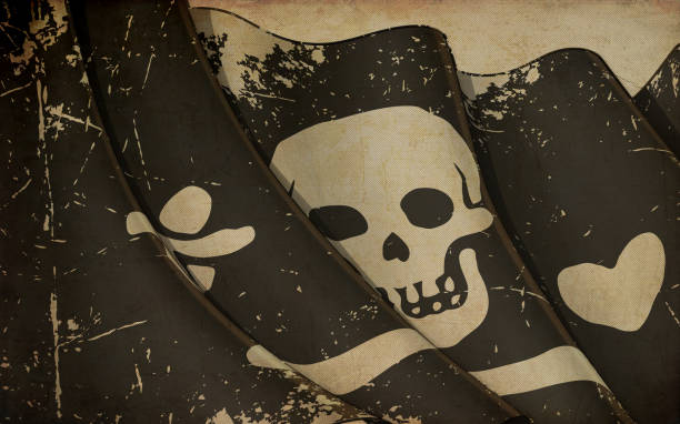 istock Old Paper Print - Waving Jolly Roger of Stede Bonnet 1702615287