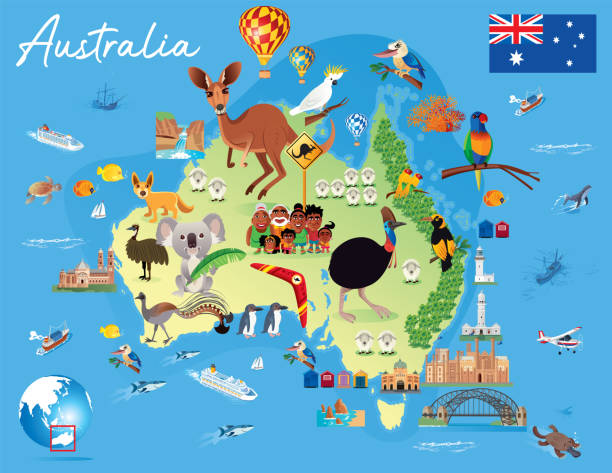 ilustrações, clipart, desenhos animados e ícones de desenho mapa da austrália - kakadu national park australia bird northern territory