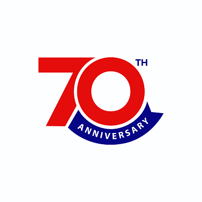 70th anniversary modern logo design. 70 years celebration greeting card, banner, poster, flyer, vector template. Number of 70 icon.