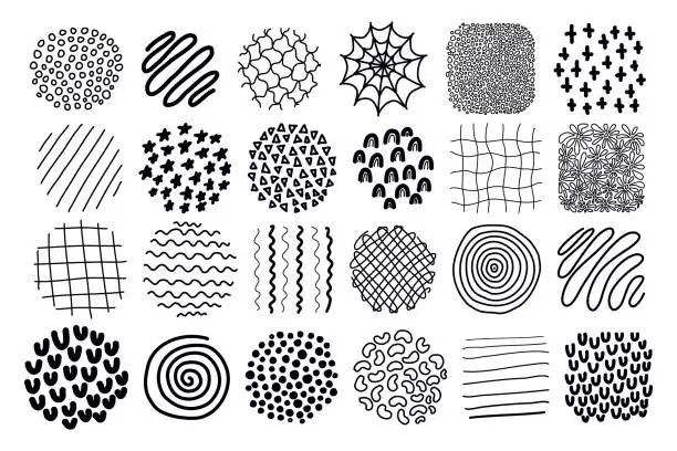 Vector illustration of Hand drawn big set abstract backgrounds and patterns
