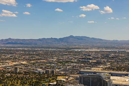 Beautiful view of Las Vegas with mountain landscape in background. USA.