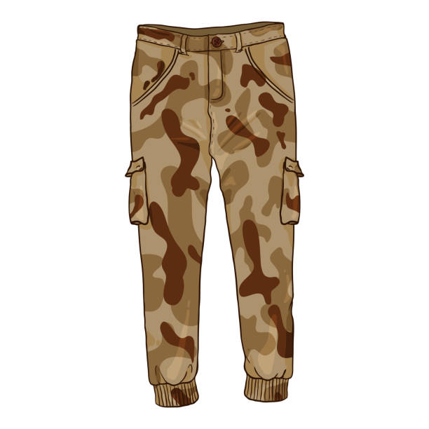 illustrations, cliparts, dessins animés et icônes de vector cartoon sand couleur camouflage pantalon cargo - camouflage pants