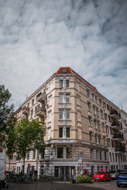 Hamburg, Germany - 3.8.2021: Apartmentbuilding from the edge