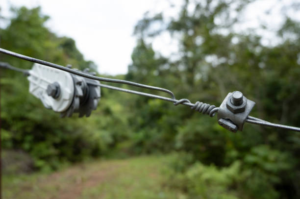Insulated End Strainer installed on cable fences with shock currents to prevent wildlife from entering the plantation.