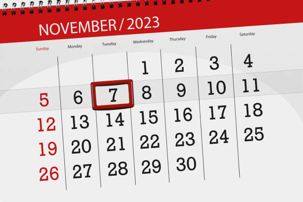 istock Calendar 2023, deadline, day, month, page, organizer, date, November, tuesday, number 7 1702741876
