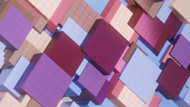 istock Abstract Cubes in Pink, Purple, and Blue Colors, 3D rendering 1702776704