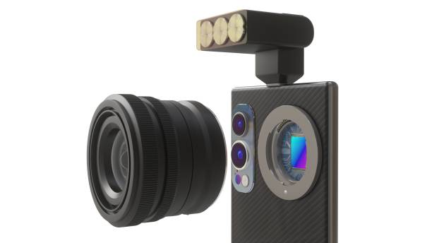 istock Future Smartphone Concept Illustration. This high-quality, detailed 3D rendering depicts a futuristic smartphone with interchangeable lens and big sensor. The illustration showcases the sleek design and advanced technology. 1702776711