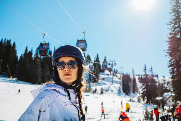 istock Woman skiing in Europe 1702777576