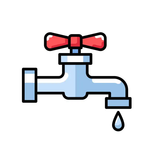 Vector illustration of Water Faucet Icon Line Art