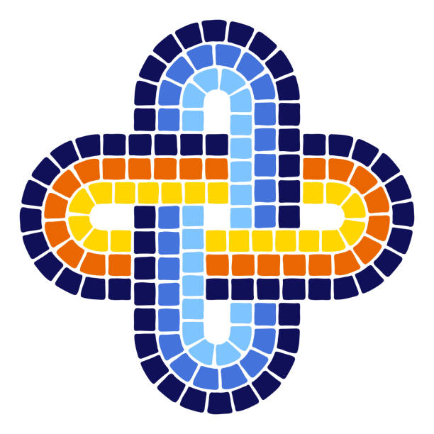 dekoracyjny element mozaiki. ceramiczny antyczny ornament kamienny. - infinity pool stock illustrations