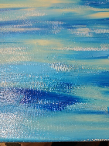 Canvas with blue paint