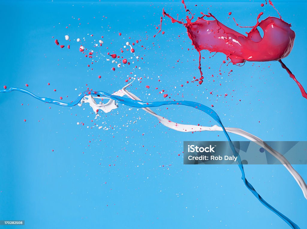 Vermelho, branco e azul líquidos Chapinhar - Royalty-free Azul Foto de stock