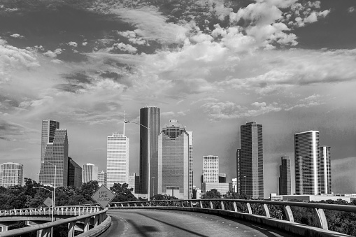 cityscape of Houston in late afternoon light
